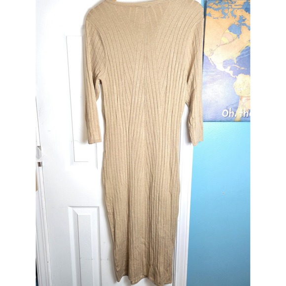 Torrid Knit‎ Sweater Dress Women Size 1X Beige 3/4 Sleeve Boho Stretch Long NEW - Picture 8 of 13